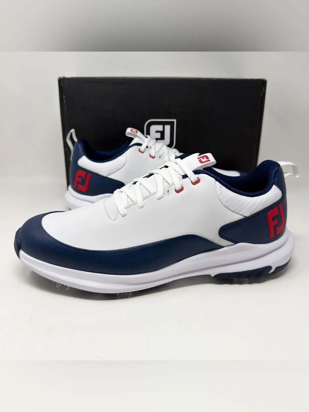 FootJoy Tour Rival Golf Shoes White Navy Red Men’s Size 9.5 (56959)